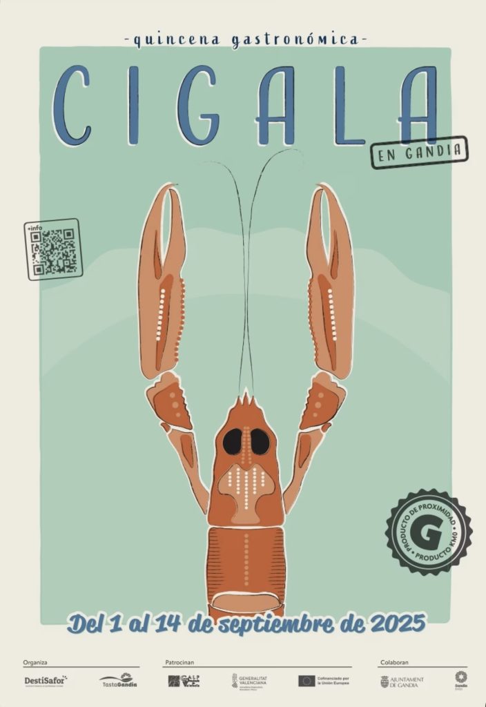 cartel de la quincena de la cigala en Gandia